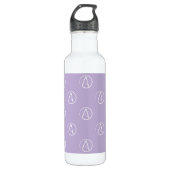 Atheïstisch symbool: wit op lavender waterfles  (Voorkant)