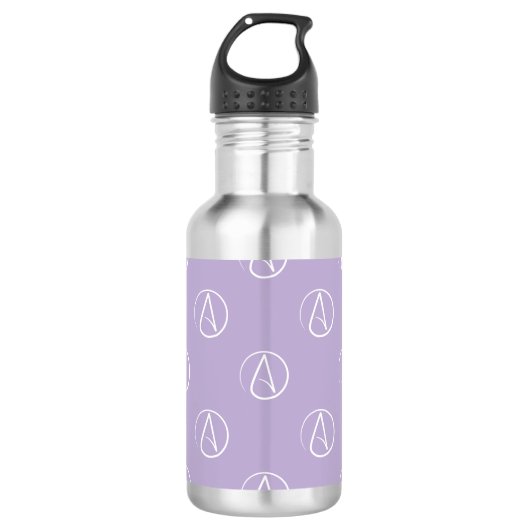 Atheïstisch symbool: wit op lavender waterfles  (Voorkant)
