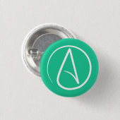 Atheïstisch symbool: wit op munt groen ronde button 3,2 cm (Voorkant /achterkant)