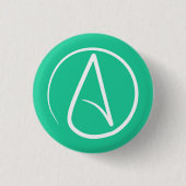 Atheïstisch symbool: wit op munt groen ronde button 3,2 cm (Voorkant)