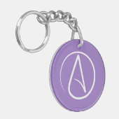 Atheïstisch symbool: wit op paars sleutelhanger (Voorkant Links)
