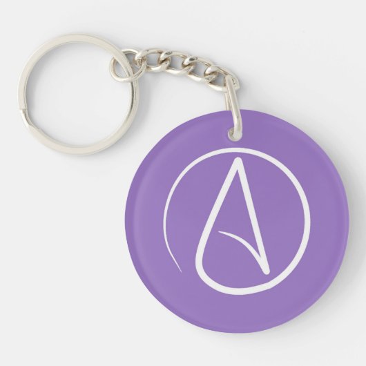 Atheïstisch symbool: wit op paars sleutelhanger (Voorkant)