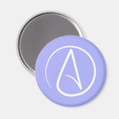 Atheïstisch symbool: wit op periwinkle magneet (Voorkant / Achterkant)