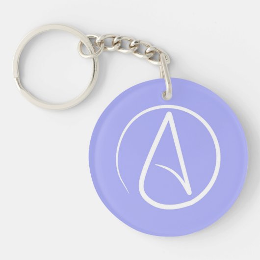 Atheïstisch symbool: wit op periwinkle sleutelhanger (Voorkant)