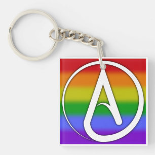 Atheïstisch symbool wit op regenboog sleutelhanger