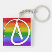 Atheïstisch symbool wit op regenboog sleutelhanger (Achterkant)