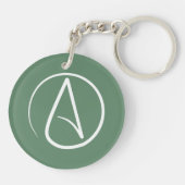 Atheïstisch symbool: wit op sage groen sleutelhanger (Achterkant)