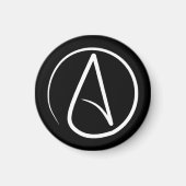 Atheïstisch symbool: wit op zwart magneet (Voorkant)