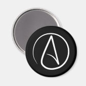Atheïstisch symbool: wit op zwart magneet (Voorkant / Achterkant)