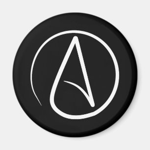 Atheïstisch symbool: wit op zwart magneet