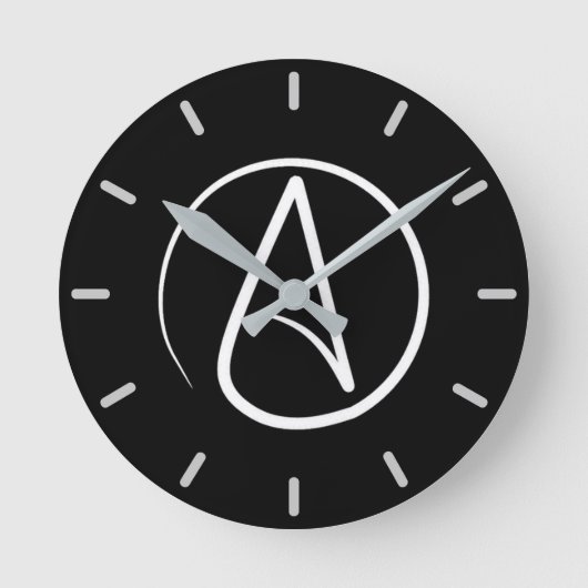 Atheïstisch symbool: wit op zwart ronde klok (Voorkant)