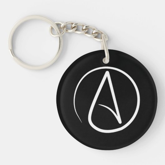 Atheïstisch symbool: wit op zwart sleutelhanger (Voorkant)