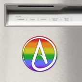 Atheïstisch symbool wit over regenboog magneet (Insitu (Vaatwasser))