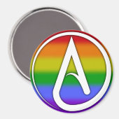 Atheïstisch symbool wit over regenboog magneet (Voorkant / Achterkant)