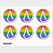 Atheïstisch symbool wit over regenboog ronde sticker (Vel)