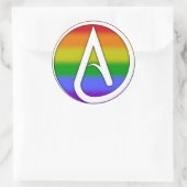 Atheïstisch symbool wit over regenboog ronde sticker (Tas)