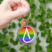 Atheïstisch symbool wit over regenboog sleutelhanger (Hand)
