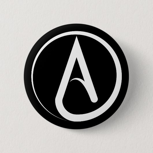 Atheïstisch symbool wit ronde button 5,7 cm (Voorkant)