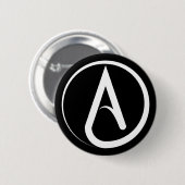Atheïstisch symbool wit ronde button 5,7 cm (Voorkant /achterkant)
