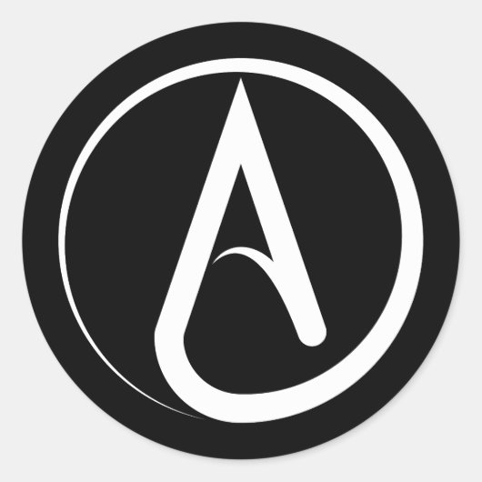 Atheïstisch Symbool Wit Ronde Sticker (Voorkant)