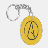 Atheïstisch symbool: zwart op geel sleutelhanger (Voorkant Links)