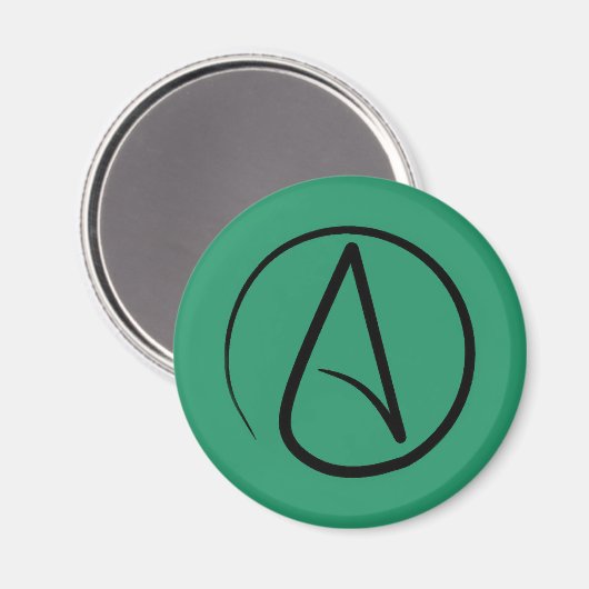 Atheïstisch symbool: zwart op groen magneet (Voorkant / Achterkant)
