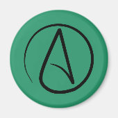 Atheïstisch symbool: zwart op groen magneet (Voorkant)