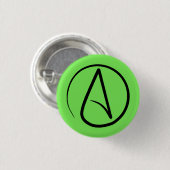 Atheïstisch symbool: zwart op kalkgroen ronde button 3,2 cm (Voorkant /achterkant)