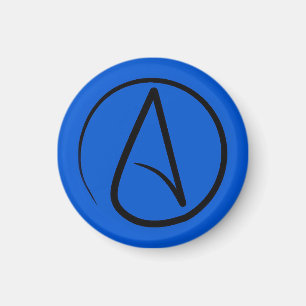 Atheïstisch symbool: zwart op koninklijk blauw magneet
