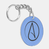 Atheïstisch symbool: zwart op lichtblauw sleutelhanger (Voorkant Links)
