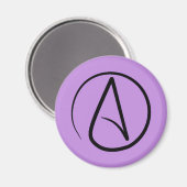Atheïstisch symbool: zwart op lila magneet (Voorkant / Achterkant)