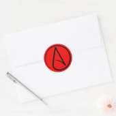 Atheïstisch symbool: zwart op rood ronde sticker (Envelop)