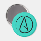 Atheïstisch symbool: zwart op verdigris magneet (Voorkant / Achterkant)