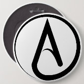 Atheïstisch symbool zwart ronde button 6,0 cm (Voorkant /achterkant)