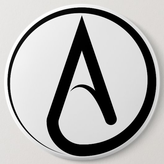 Atheïstisch symbool zwart ronde button 6,0 cm (Voorkant)