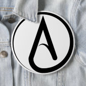 Atheïstisch symbool zwart ronde button 6,0 cm (In situ)