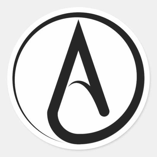 Atheïstisch symbool zwart ronde sticker (Voorkant)