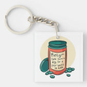 Atheïstische religieuze pillen sleutelhanger (voorkant)