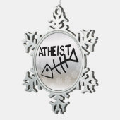 Atheïstische vis tin sneeuwvlok ornament (Rechts)