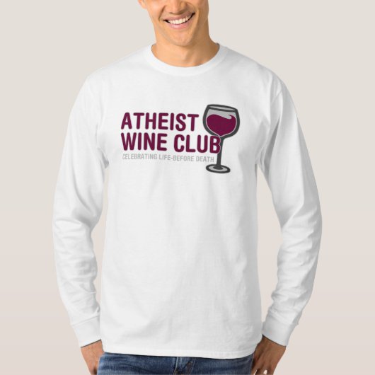 Atheïstische wijnclub t-shirt (Voorkant)