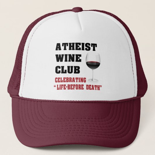 Atheïstische wijnclub trucker pet (Voorkant)