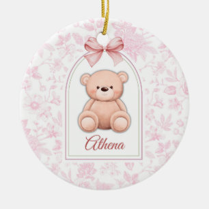Athena Aangepaste Roze Teddybeer Nursery Design Keramisch Ornament