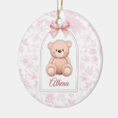 Athena | Aangepaste Roze Teddybeer Nursery Design Keramisch Ornament (Links)