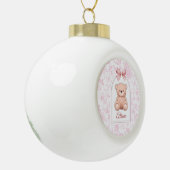 Athena | Aangepaste Roze Teddybeer Nursery Design Keramische Bal Ornament (Links)