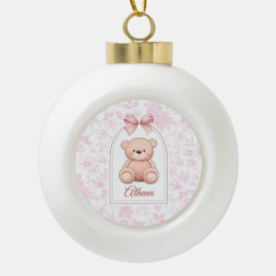 Athena Aangepaste Roze Teddybeer Nursery Design Keramische Bal Ornament