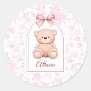Athena   Aangepaste Roze Teddybeer Nursery Design Ronde Sticker