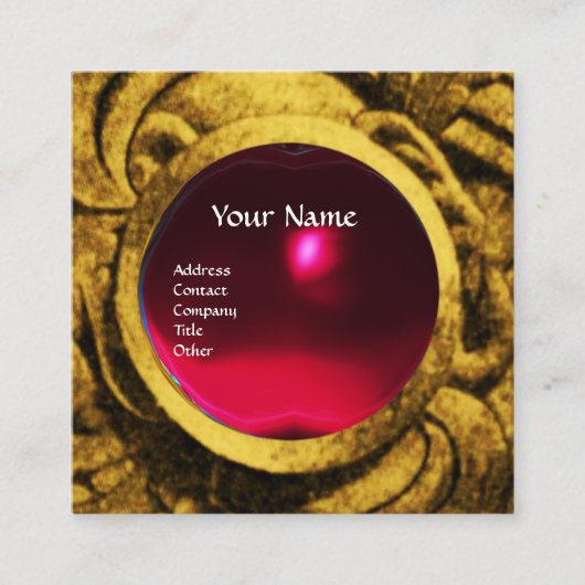 ATHENA AND FIGHTS MONOGRAM, Red Ruby Vierkante Visitekaartje (Voorkant)