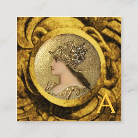 ATHENA AND FIGHTS MONOGRAM, Red Ruby Vierkante Visitekaartje (Achterkant)