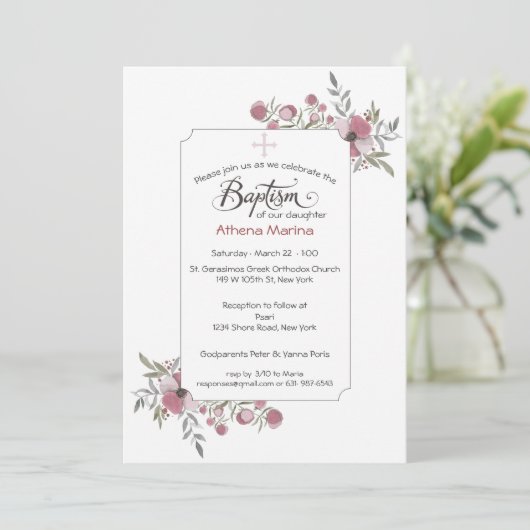 Athena Baptism Uitnodiging (Staand voorkant)