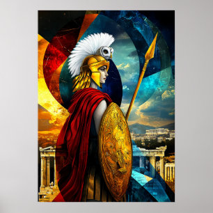 Athena - Cubistische Minimalistische Legende - God Poster